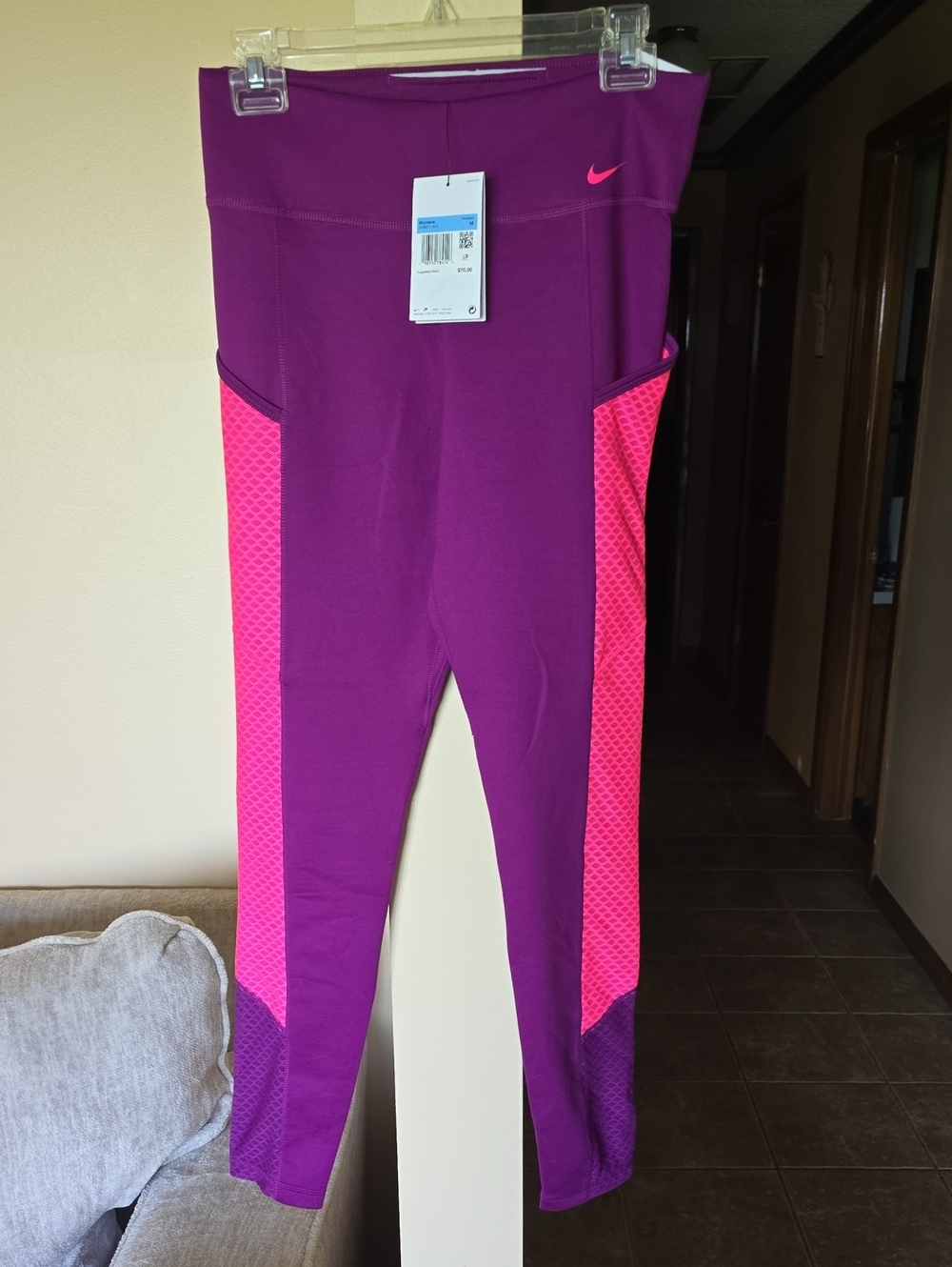 Nike Purple Leggings with Pink Side Panels